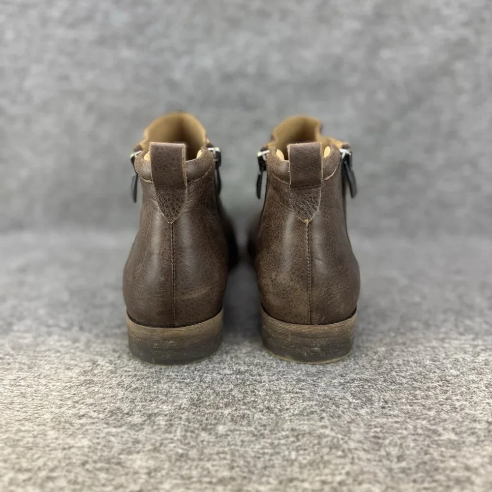 ✅Franco Sarto Boot Women's 9.5Keegan Brown Leather Double Side Zip Ankle Booties - Picture 8 of 10